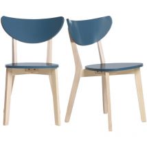 Set de 2 sillas nórdicas azul petróleo y madera clara leena