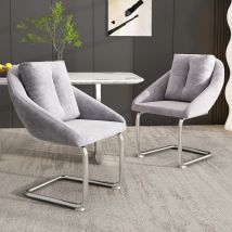Modfu - Sillas, Sillón, Sillas de Oficina, Con Cojines, Modernas, Sala/Dormitorio, Terciopelo - gris, 2 piezas