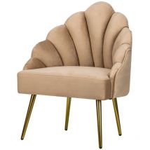 Nordlys - Sillón escandinavo 1 plaza en terciopelo con patas de acero beige