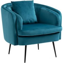 Nordlys - Sillón escandinavo 1 plaza en terciopelo con patas de acero azul