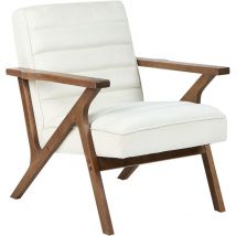 Beliani - Sillón de estilo retro fabricado en terciopelo con patas de madera en color blanco crema Kisa