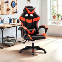 Toscohome - Sillón de juego tapizado ajustable con ruedas en negro y rojo - Kiter