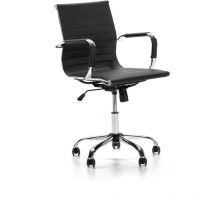Vs Venta-stock - Sillón de Oficina gianna reclinable Negro. Piel sintética. Silla ejecutiva con reposabrazos y conjín engrosados. Altura Ajustable.