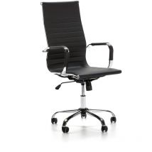 Sillón de Oficina max reclinable Negro. Piel sintética. Silla ejecutiva con reposacabezas y conjín engrosados. Altura Ajustable. Diseño ergonómico