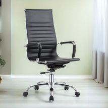 Toscohome - Sillón de oficina regulable de pvc negro con base cromada - CR55