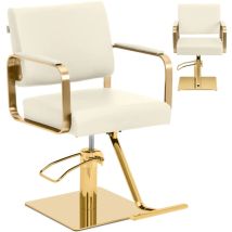 Sillón de peluquería con reposapiés - 50 - 66 cm - 200 kg - crema/dorado
