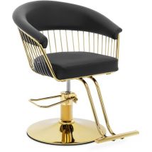 Sillón de peluquería con reposapiés - 44 - 54 cm - 200 kg - negro y dorado