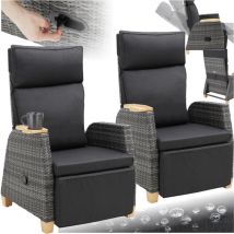 Tectake - Sillón de ratán Pescara con estructura de aluminio y respaldo ajustable - Sillón de ratán, Sillón de ratán exterior, Sillón de ratán