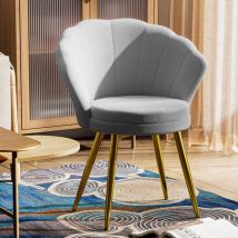 Chleby - Sillón de tela de terciopelo con suave terciopelo concha respaldo de tela de terciopelo con patas metálicas negras para salón, dormitorio,