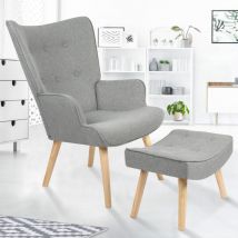 Idmarket - Sillón escandinavo ivar con reposapiés gris claro