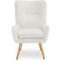 Sicaan - Sillón Escandinavo Moderno Gaïa Tejido De Rizo Blanco