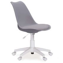 Adec - Sillón giratorio Lina tapizado en simil piel gris, 79-89cm(alto) 60cm(ancho) 60cm(fondo).