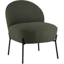 Sillón en tejido bouclé verde caqui helmi