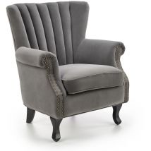 Arredamento1 - Sillón Houston 1105, Gris, 87x73x70cm, Tapiz, Patas: Madera, 0