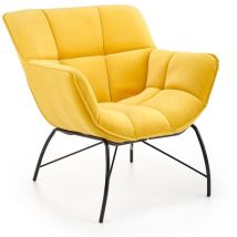 Sillón Houston 1485, Amarillo + Negro, 78x74x73cm, Tapiz, Patas: Metal, 0