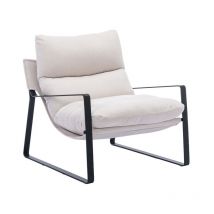 Sillón de Salón Tapizado en Tejido Sillón de Acento Sillón de ocio Moderno para Dormitorio Salón Balcón, Beige, Wahson