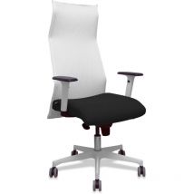 Piqueras Y Crespo - Sillón Albacete malla blanco bali negro brazos blancos base blanca ruedas parqué 65mm