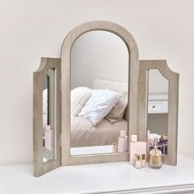 Melody Maison - Silver Arched Triple Dressing Table Mirror - Sabrina Silver Range
