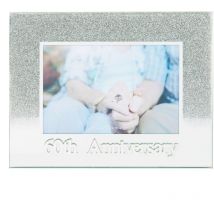 Happy Homewares - Silver Glitter 60th Anniversary Picture Frame with Acrylic Letters - 5 x 3.5 by Silver