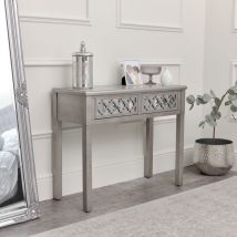 Silver Mirrored Console Table / Dressing Table - Sabrina Silver Range - Silver, Antique Silver, Champagne, mirrored