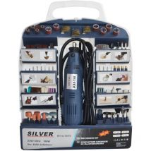 Silver - Lijadora multifuncional Tools 160 w, para taladrar, cepillar y pulir superficies, incluye 300 accesorios, eje flexible, 8000-32500 rpm,