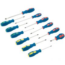 Silverline Universal Schraubendreher Satz 12-tlg. – Schlitzschraubendreher 6x38mm, 6x100mm, 8x150mm – Phillips PH0, PH1, PH2 – Pozidriv PZ0, PZ1, PZ2