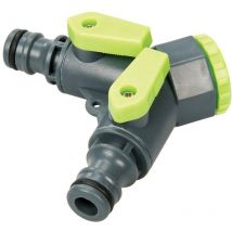 Silverline - 2-Wege-Wasserhahn-Verteiler 3/4 Zoll bsp auf 1/2 Zoll