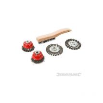 Set 5 spazzole metalliche e spazzole a tazza a filo ritorto Silverline ideale per smerigliatrici