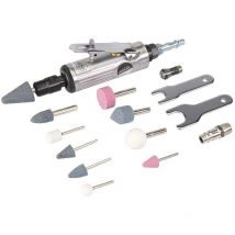 Silverline - Druckluft-Geradschleifer mit Zubehör, 15-tlg. Satz 160 mm