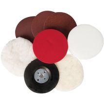 Silverline – Kit di levigatura e lucidatura 8 p.zi 115 mm – Compatibile con smerigliatrici angolari e levigatrici – 3 dischi di levigatura (grana 40, 