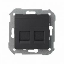 82 Concept Plaque universelle plate v & d c / g poudre 2 RJ45 noir mat 8200006-098 - Simon