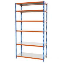 Simonrack - Scaffale in metallo Simon Rack senza viti colore blu/arancio/galvanizzato 6 ripiani 2500x1200x500 mm Made in Spain
