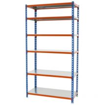 Simonrack - Scaffale in metallo Simon Rack senza viti colore blu/arancio/galvanizzato 6 ripiani 2500x800x500 mm Made in Spain
