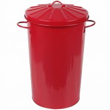 Simpa - 18L Vintage Style Metal Colour Dustbin - red - Red