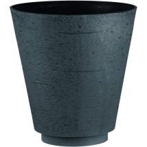 2PC Hudson Textured Effect Plastic Planters - grey/black Size 44cm - Grey/Black - Simpa