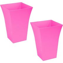 Simpa - 2PC Large Milano Plastic Planters - pink - Pink