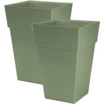 Simpa - 2PC Moda Milano 28L Plastic Planters - sage green - Sage Green