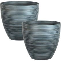 Simpa - 2PC Serenity Rings Plastic Planters - grey Size 38cm - Grey