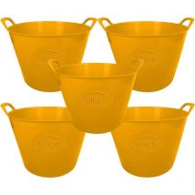 Simpa - 42L Large Multi Purpose Flexible Tub Buckets - yellow Qty 5 - Yellow