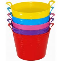 Simpa - 42L Large Multi Purpose Flexible Tub Buckets - random colours Qty 5 - Multicolour