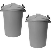 50L Plastic Bin with Clip Lock Lid - grey Qty 2 - Dark Grey - Simpa