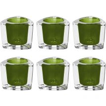 6PC Glass Heavyweight Tealight Holders - green - Simpa