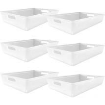6PC Plastic Studio Storage Organiser Trays with Handles - white size 6L - White - Simpa