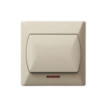 Ospel - Simple Big Button Basic Indoor Light Switch Click Wall Plate Beige with Light