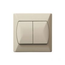 Simple Double Big Buttons Basic Indoor Light Switch Click Wall Plate Beige