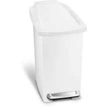 CW1332 cestino sottile con pedale, pattumiera piccola per bagno, plastica bianca, 10 l - Simplehuman