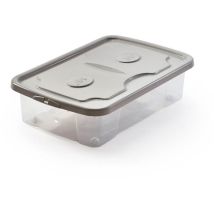 Bac de rangement – 23,5 litres – Transparent en ABS – 59 x 39 x 16 cm – 4 roulettes