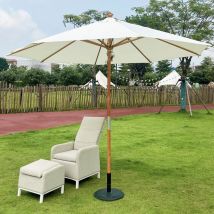 SIMPO LIFESTYLE 3m Holz Sonnenschirme Naturbelassenes Sheesamholz