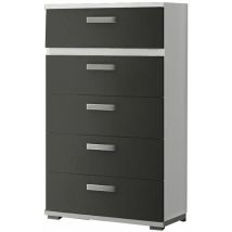Fanmuebles - Sinfonier 5 tiroirs Carmen Blanc Graphite 60 x 109,4 x 39,6 cm