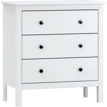 Miroytengo - Sinfonier Samy Commode Blanche 3 Tiroirs en Bois 77x81x40 cm
